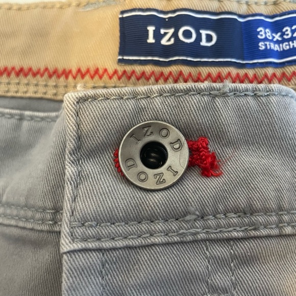 IZOD Men’s Gray Pants Size 38x32 Straight Fit Casual NWT Twill Chino Flat Front - Picture 9 of 9